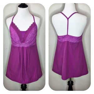 Zella Sports Candy Purple Tank Laser Eyelet Cutout Size Medium